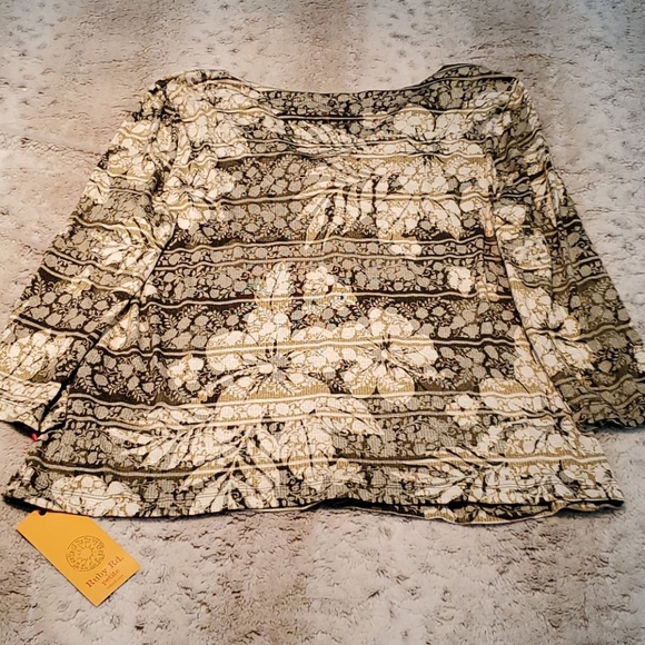 Ruby Rd. Petite Fit Lush Life Olive Green V Neck Knot Front Blouse Size LP NWT - Picture 5 of 5